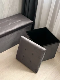 Пуф для хранения велюровый серый MBM HOME модель TH-05 GRAY Фото