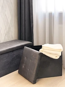 Пуф для хранения велюровый серый MBM HOME модель TH-05 GRAY Фото