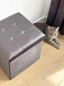 Пуф для зберігання велюровий сірий MBM HOME модель TH-05 GRAY Фото