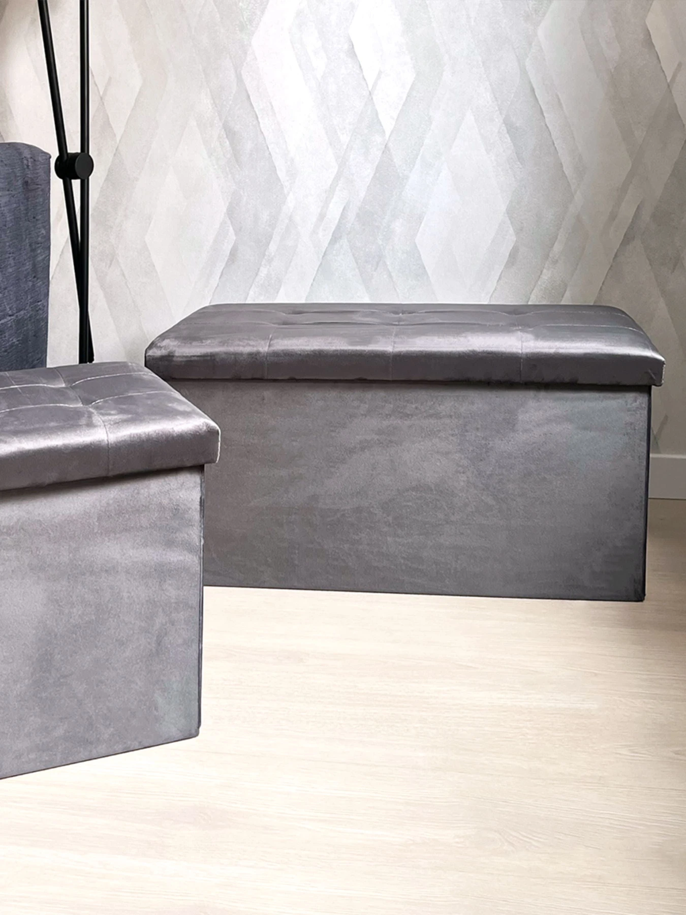 Пуф для хранения велюровый серый MBM HOME модель TH-06 GRAY Фото