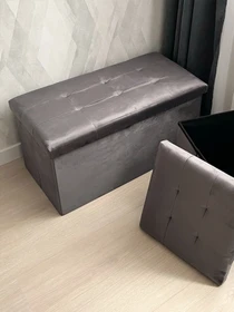 Пуф для хранения велюровый серый MBM HOME модель TH-06 GRAY Фото