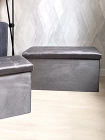 Пуф для хранения велюровый серый MBM HOME модель TH-06 GRAY Фото