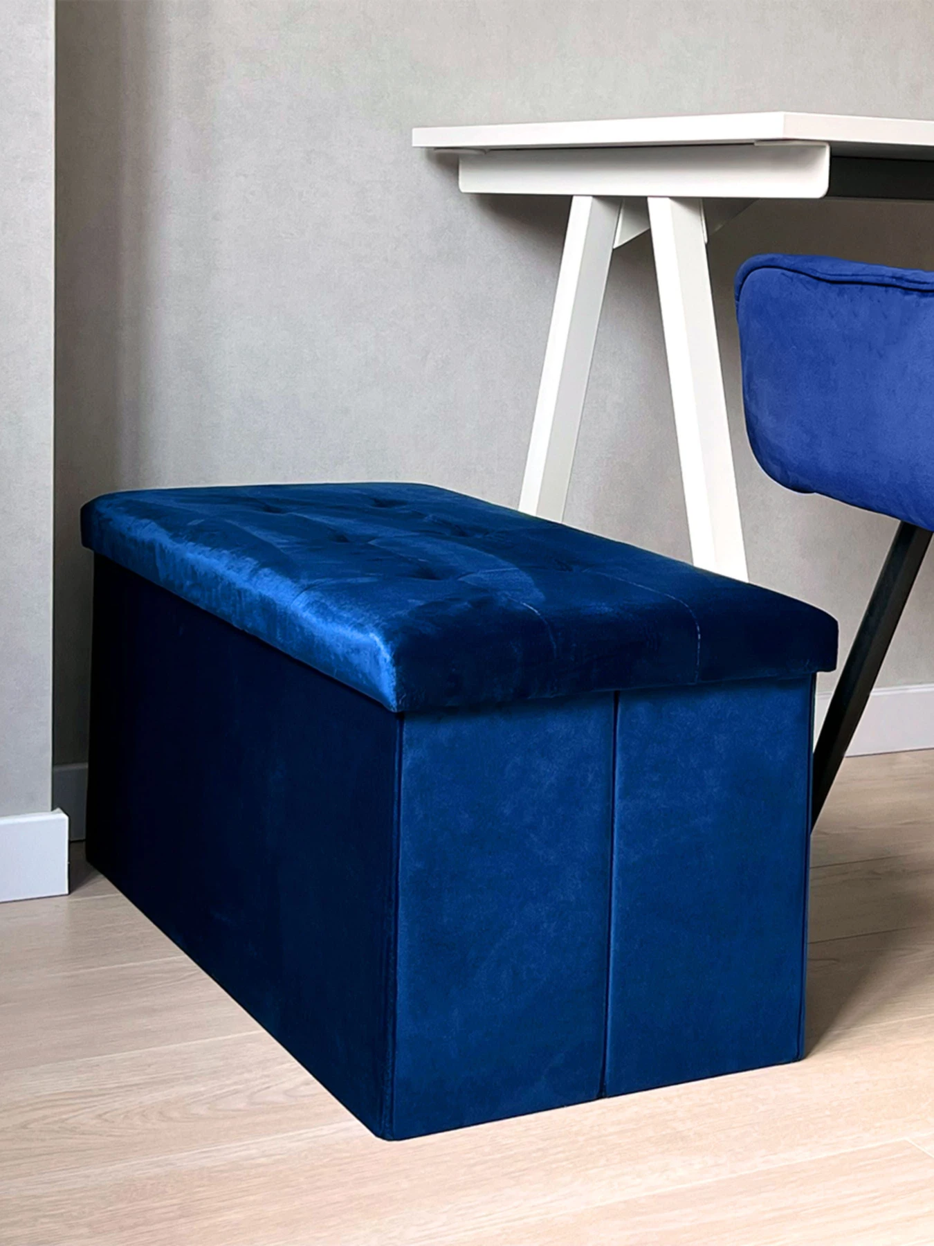 Пуф для хранения велюровый синий MBM HOME модель TH-06 BLUE Пуф для хранения велюровый синий MBM HOME модель TH-06 BLUE Фото