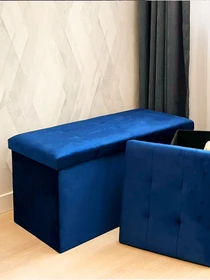 Пуф для хранения велюровый синий MBM HOME модель TH-06 BLUE Фото