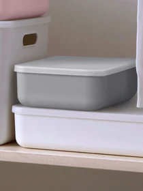 Ящик для зберігання з кришкою пластиковий сірий MBM HOME модель FH-10/FH-15 GRAY Фото