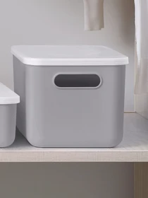 Ящик для зберігання з кришкою пластиковий сірий MBM HOME модель FH-11/FH-15 GRAY Фото