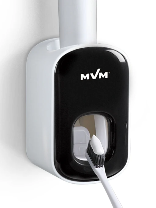 Тримач-диспенсер для зубної пасти клейкий чорний MBM HOME модель BP-24 WHITE/BLACK Фото