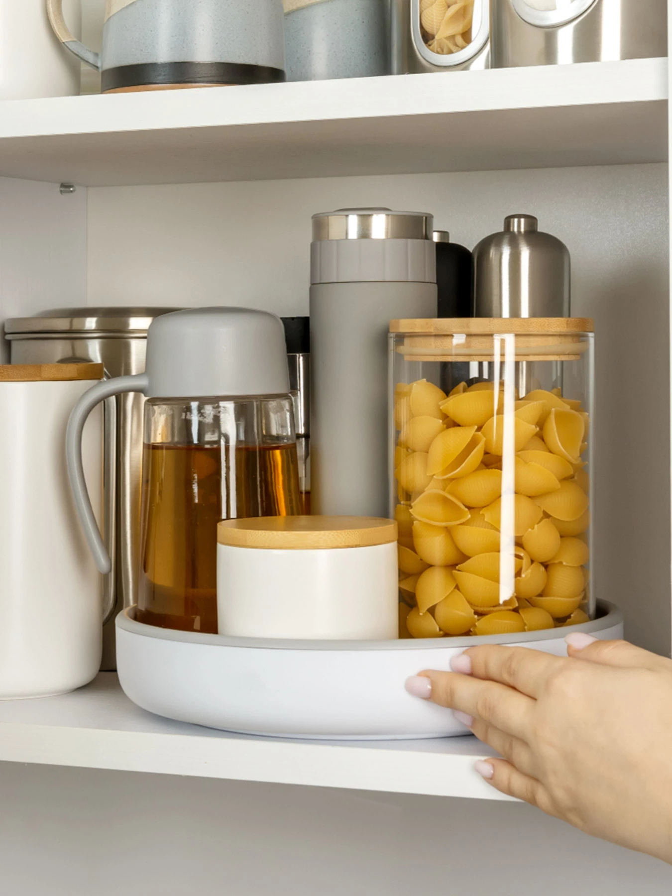 Підставка з обертом 360° Lazy Susan біла з сірим MBM HOME модель KP-11 WHITE/GRAY Підставка з обертом 360° Lazy Susan біла з сірим MBM HOME модель KP-11 WHITE/GRAY Фото