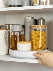 Підставка з обертом 360° Lazy Susan біла з сірим MBM HOME модель KP-11 WHITE/GRAY Фото