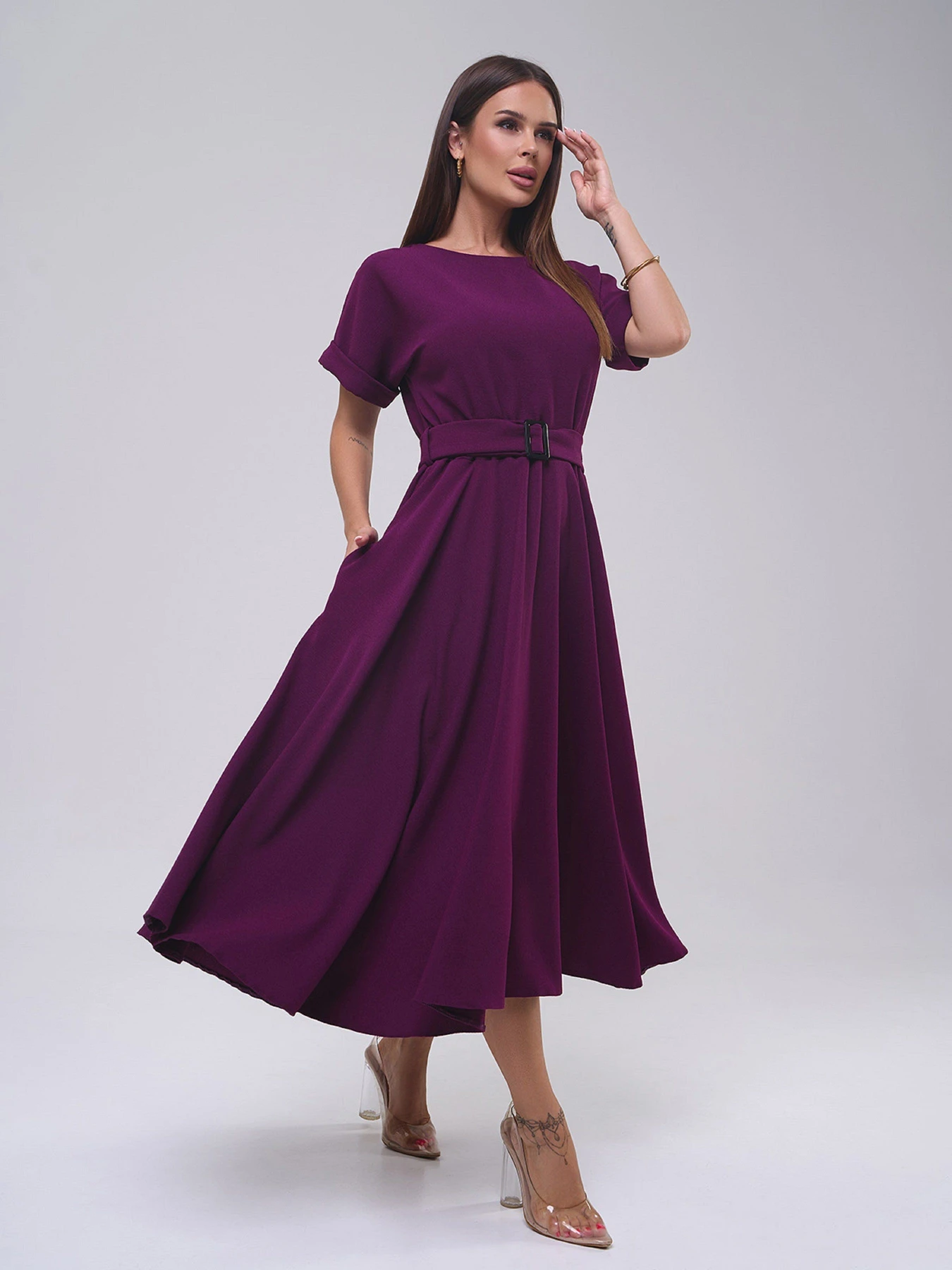 Платья ISSA Plus модель 14529_фиолетовый Платья ISSA Plus модель 14529_фиолетовый Фото