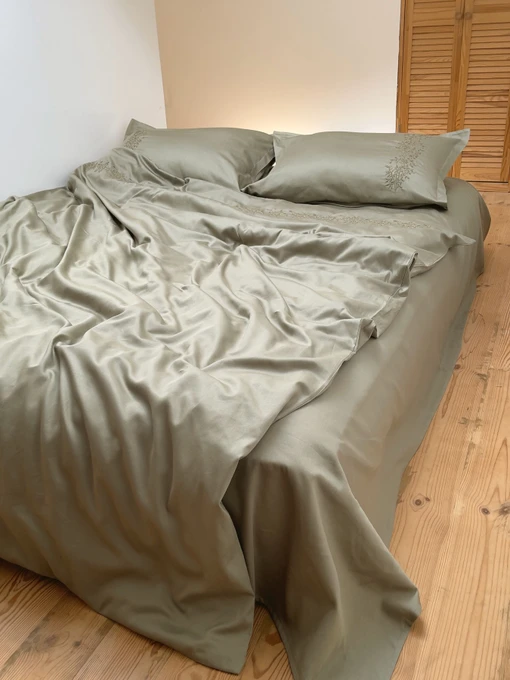 Комплект постільної білизни мох з вишитими гілками Cozy модель 8048839 Фото