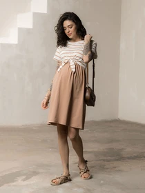 Платья Yula mama Becky модель BeckyDR-24.033BeigeYLMMDR Фото