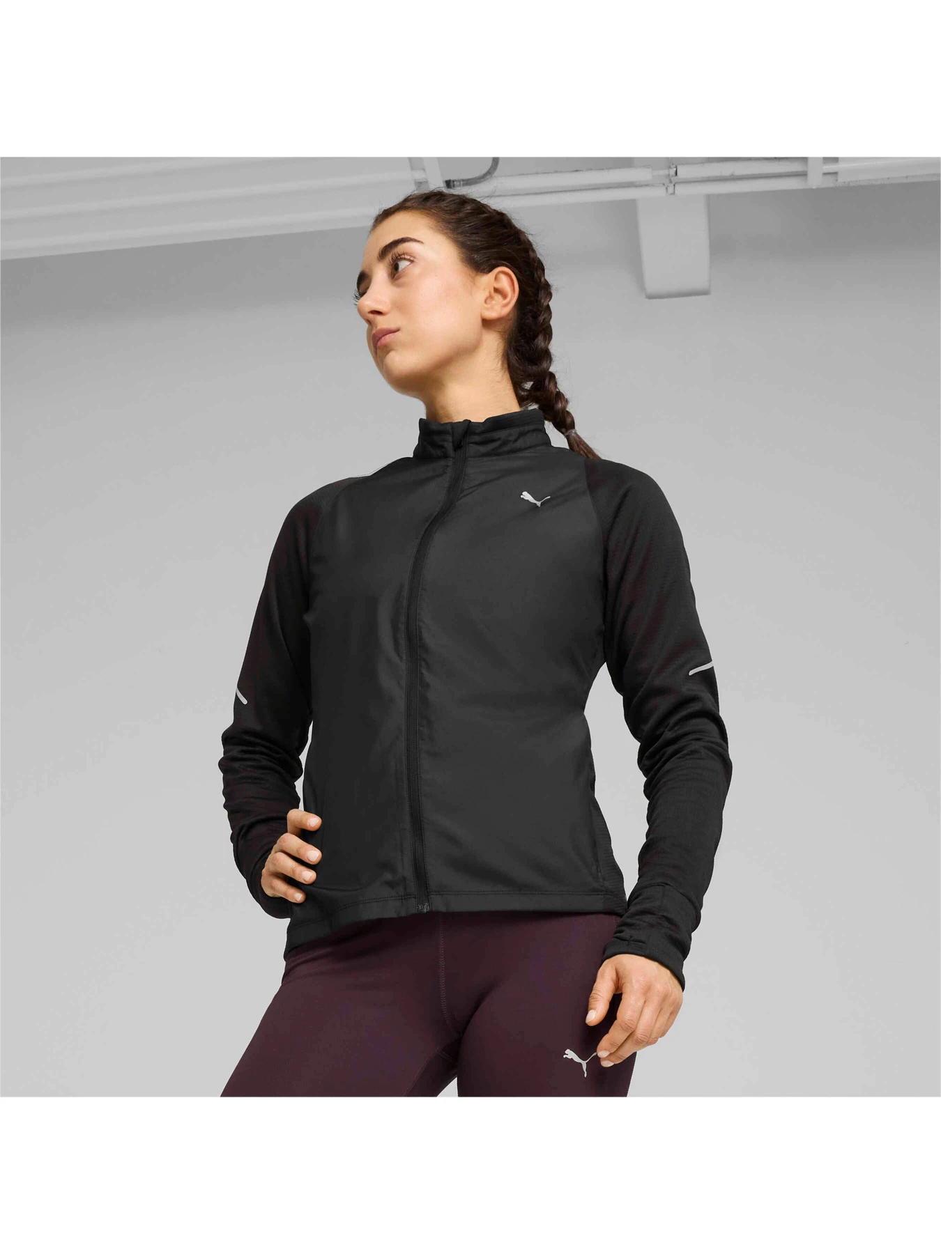Куртки и дубленки PUMA Run Grid Fleece/woven Jacket модель 525759 Фото