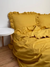 Комплект постільної білизни з рюшами медовий Cozy модель 9827709 Фото
