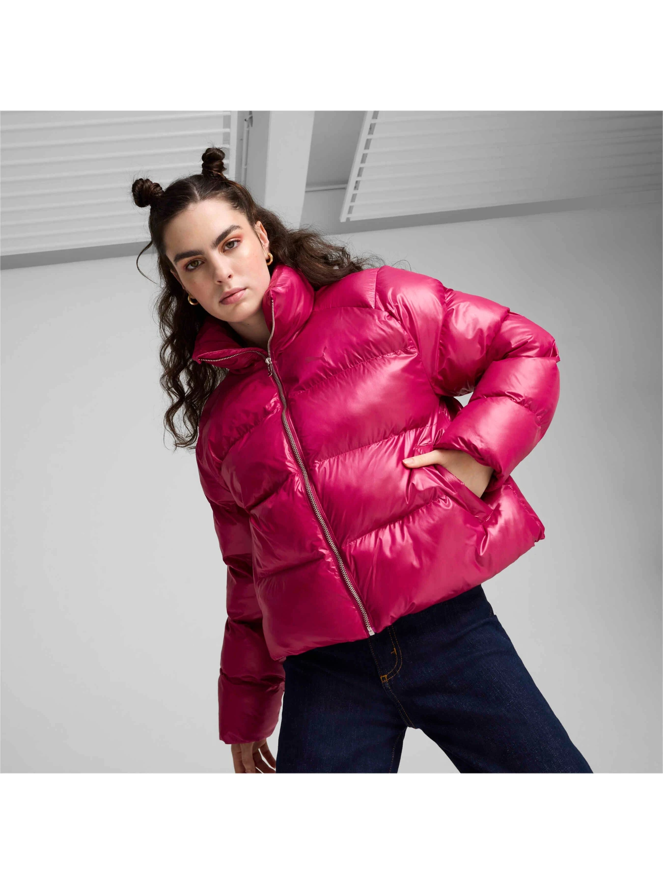 Куртки и дубленки PUMA Shiny Puffer Jacket модель 626514 Фото