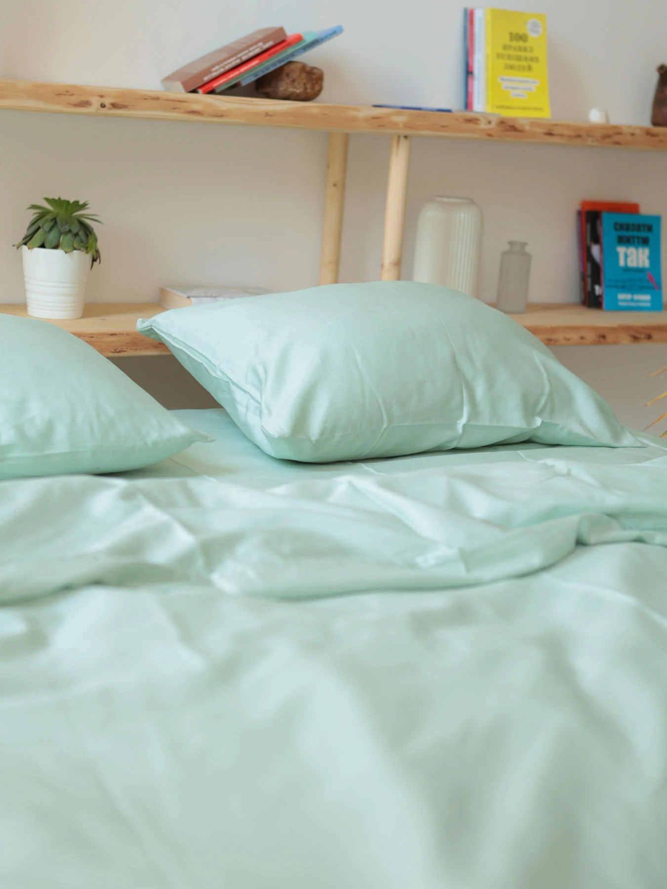 Комплект постільної білизни з тканини Сатин колір Зелений чай BedclozZzes модель 12863 Комплект постільної білизни з тканини Сатин колір Зелений чай BedclozZzes модель 12863 Фото