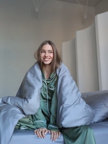 Комплект постельного белья с ткани Сатин цвет Серый BedclozZzes модель 15555 Фото