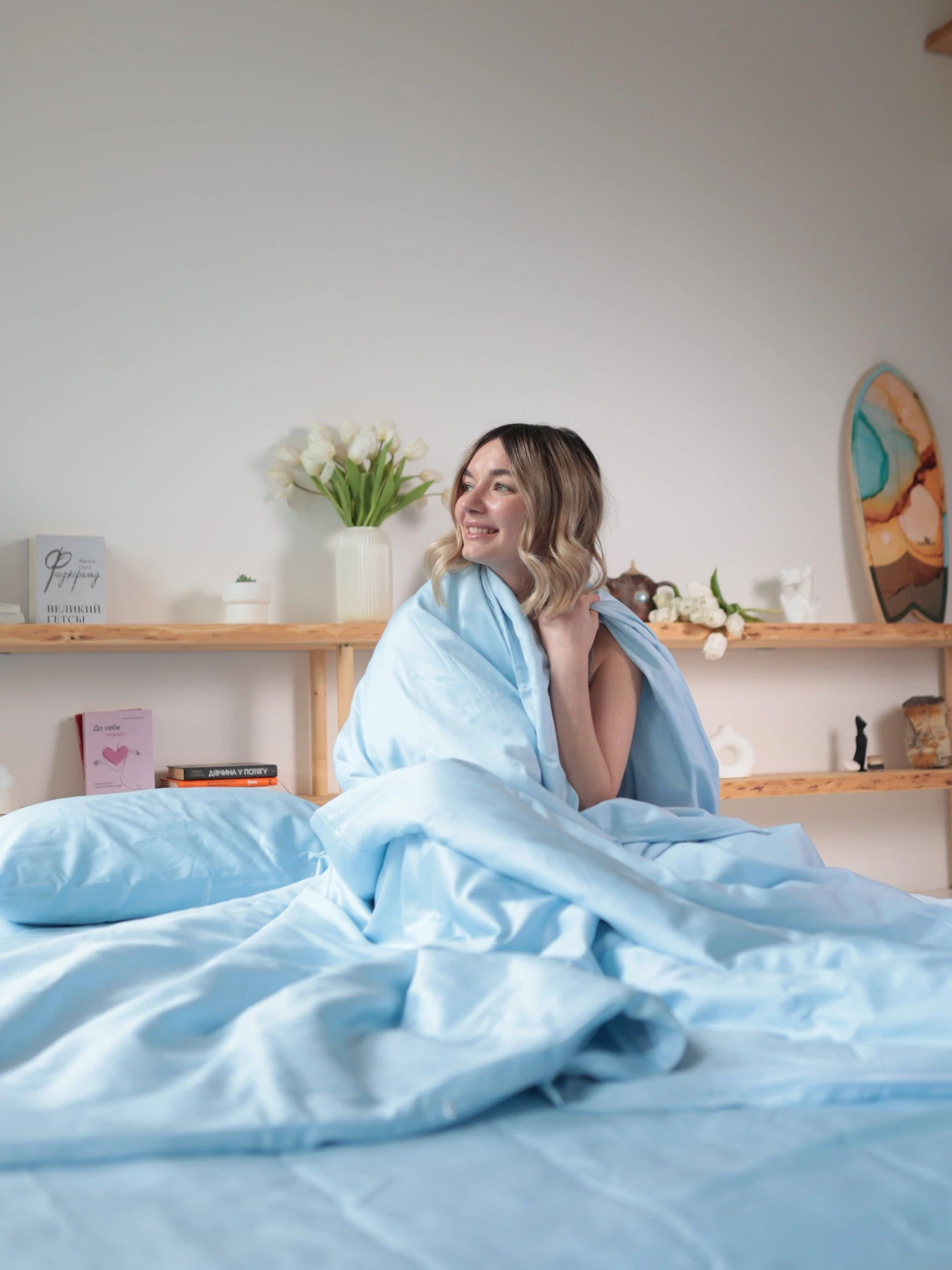 Комплект постільної білизни з тканини Сатин колір Ніжно-блакитний BedclozZzes модель 18621 Комплект постільної білизни з тканини Сатин колір Ніжно-блакитний BedclozZzes модель 18621 Фото