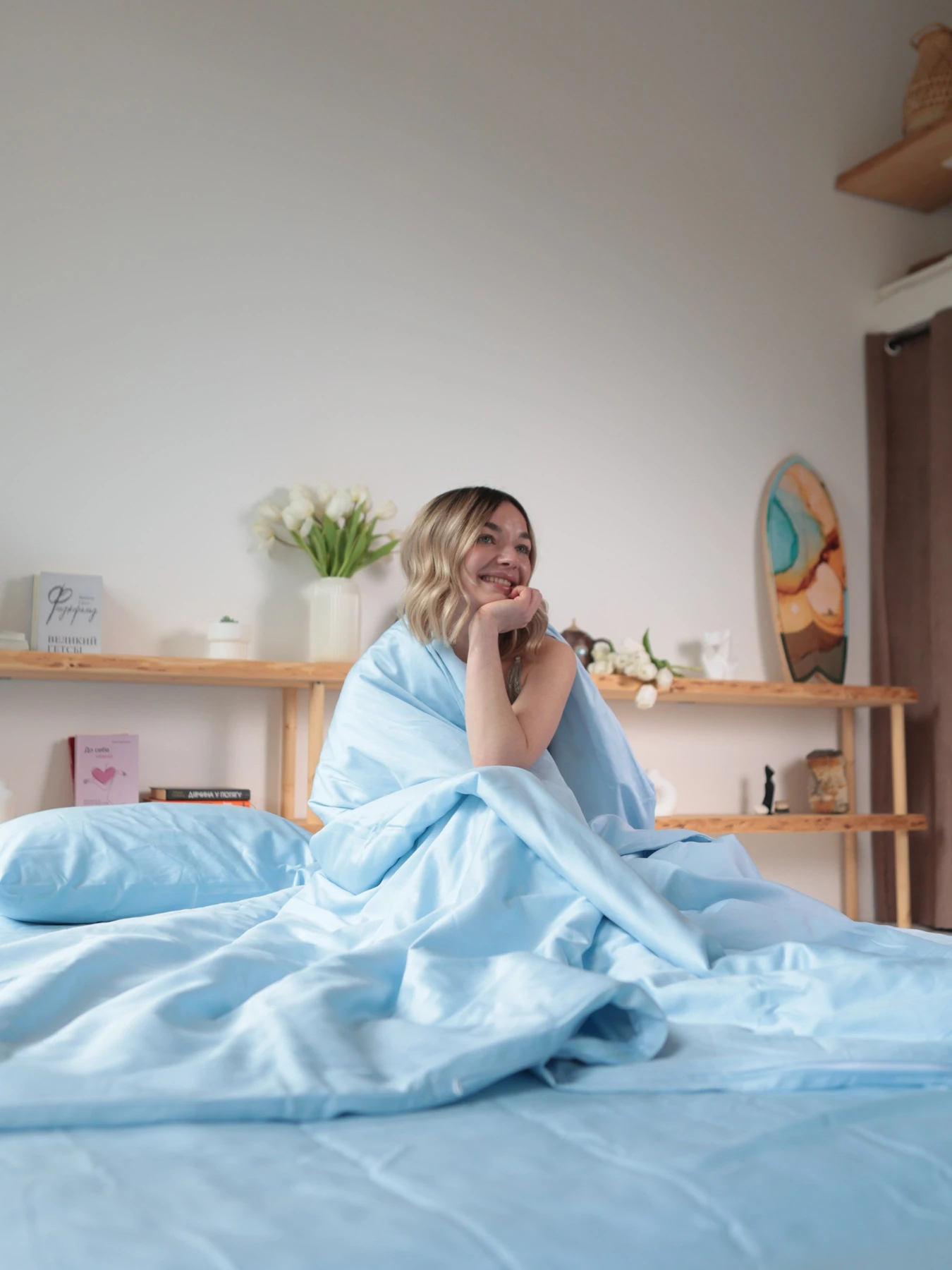Комплект постільної білизни з тканини Сатин колір Ніжно-блакитний BedclozZzes модель 18621 Комплект постільної білизни з тканини Сатин колір Ніжно-блакитний BedclozZzes модель 18621 Фото