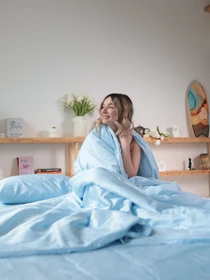 Комплект постільної білизни з тканини Сатин колір Ніжно-блакитний BedclozZzes модель 18621 Фото