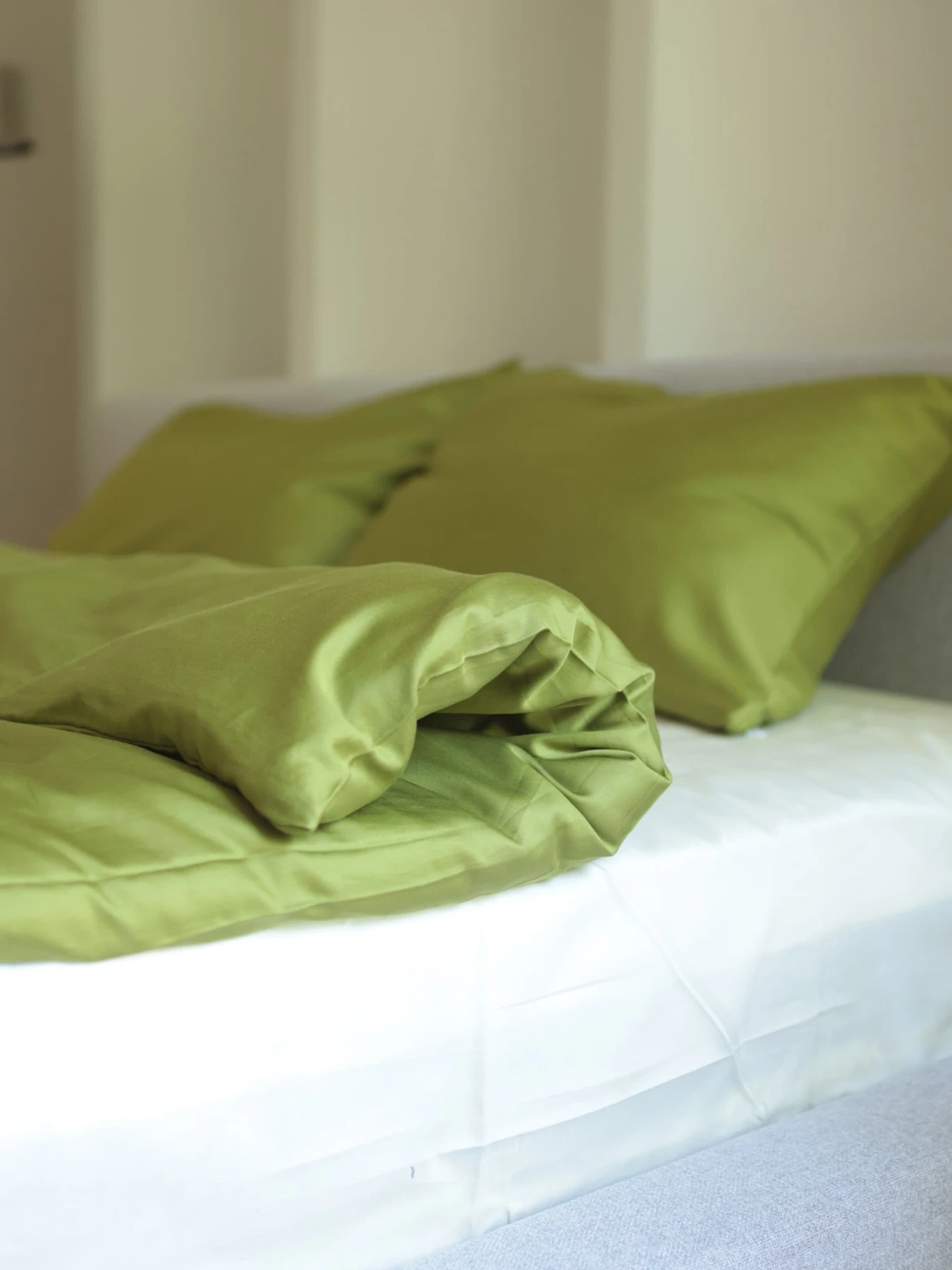 Комплект постільної білизни з тканини Сатин колір Матча і білий BedclozZzes модель 18641-3 Комплект постільної білизни з тканини Сатин колір Матча і білий BedclozZzes модель 18641-3 Фото