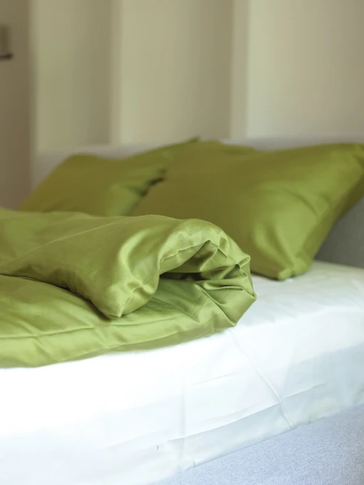 Комплект постельного белья с ткани Сатин цвет Матча і белый BedclozZzes модель 18641-3 Фото