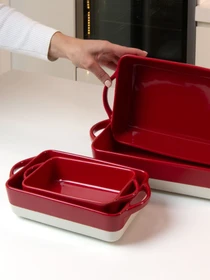 Форма для запікання прямокутна MBM HOME модель KP-44 WHITE/RED Фото