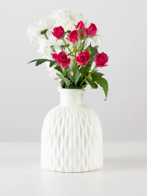 Ваза для квітів пластикова біла MBM HOME модель DH-FLOWERS-09 WHITE Фото
