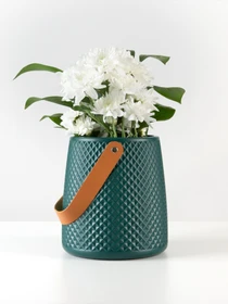 Ваза для цветов с ручкой пластиковая аквамариновая MBM HOME модель DH-FLOWERS-10 MARINE BLUE Фото
