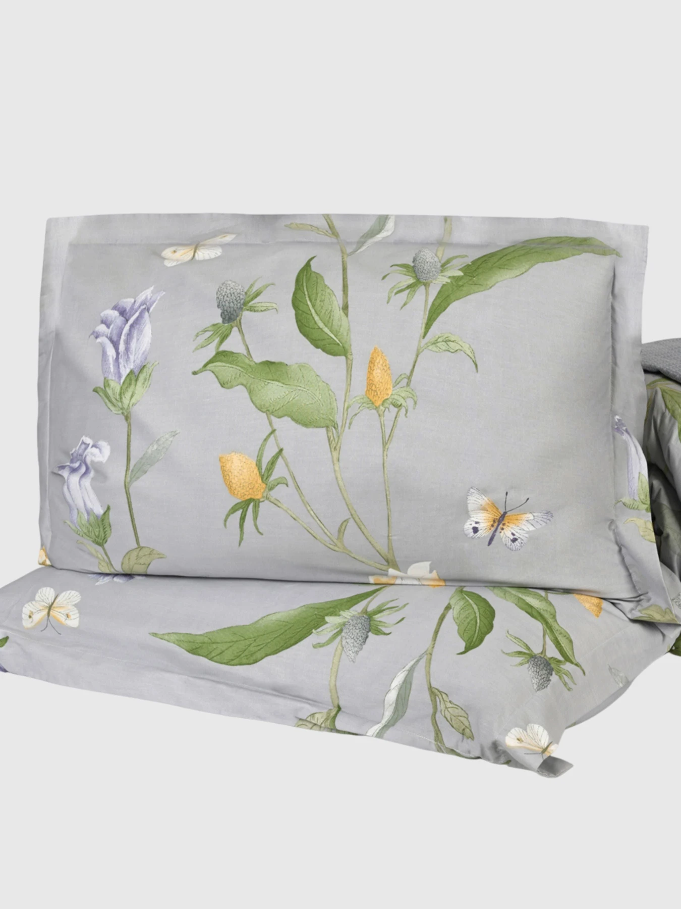 Наволочка "Пісня квітів" з натурального сатину MBM HOME модель BL-P-05 GRAY/PRINT Фото
