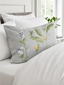 Наволочка "Пісня квітів" з натурального сатину MBM HOME модель BL-P-05 GRAY/PRINT Фото