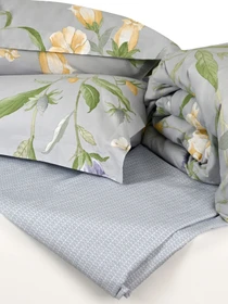 Простынь "Песня цветов" из натурального сатина MBM HOME модель BL-FS-09/10 GRAY Фото