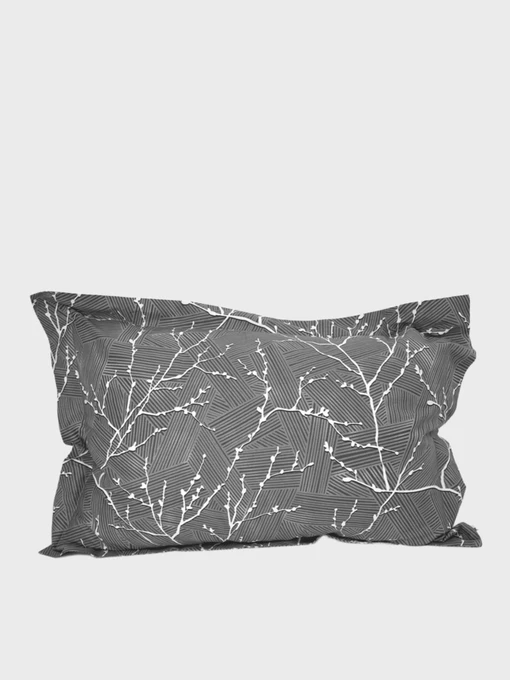 Наволочка "Петрикор" темно-серая из натурального сатина MBM HOME модель BL-P-08 GRAY/PRINT Фото