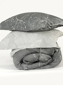 Наволочка "Петрикор" темно-серая из натурального сатина MBM HOME модель BL-P-08 GRAY/PRINT Фото