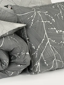 Наволочка "Петрикор" темно-серая из натурального сатина MBM HOME модель BL-P-08 GRAY/PRINT Фото