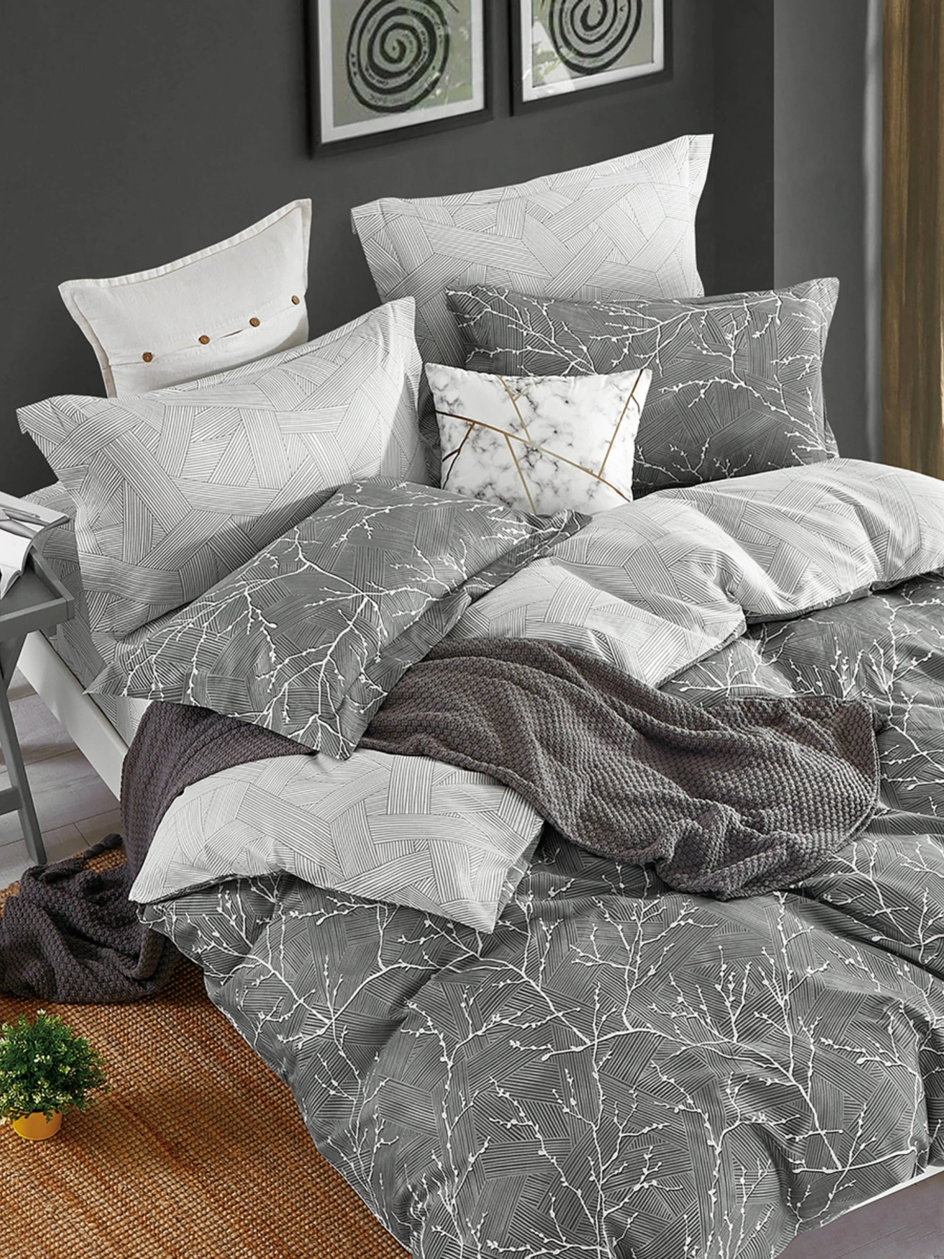 Наволочка "Петрикор" світло-сіра з натурального сатину MBM HOME модель BL-P-09 GRAY/PRINT Наволочка "Петрикор" світло-сіра з натурального сатину MBM HOME модель BL-P-09 GRAY/PRINT Фото