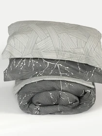 Наволочка "Петрикор" світло-сіра з натурального сатину MBM HOME модель BL-P-09 GRAY/PRINT Фото