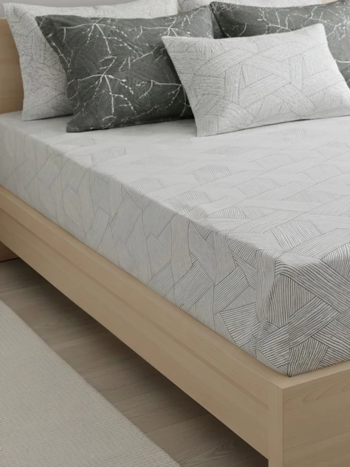 Простирадло "Петрикор" з натурального сатину MBM HOME модель BL-FS-13/14 GRAY/PRINT Фото