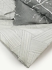 Простынь "Петрикор" из натурального сатина MBM HOME модель BL-FS-13/14 GRAY/PRINT Фото