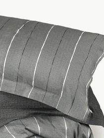 Наволочка "Сутінки" у смужку з натурального сатину MBM HOME модель BL-P-06 GRAY/PRINT Фото