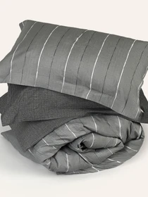 Наволочка "Сутінки" у смужку з натурального сатину MBM HOME модель BL-P-06 GRAY/PRINT Фото