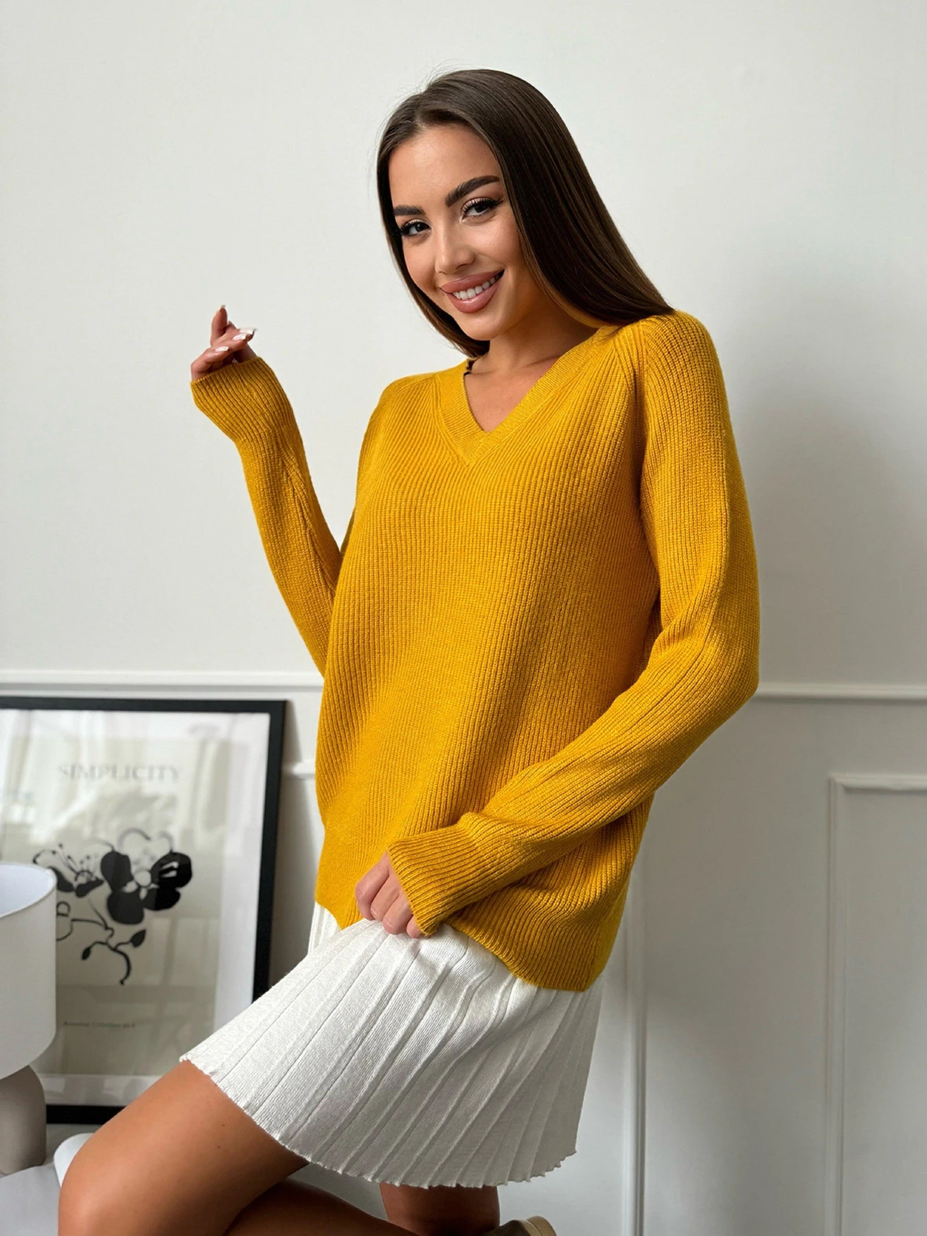 Свитры и кардиганы ISSA Plus модель WN20-664_горчичный Фото