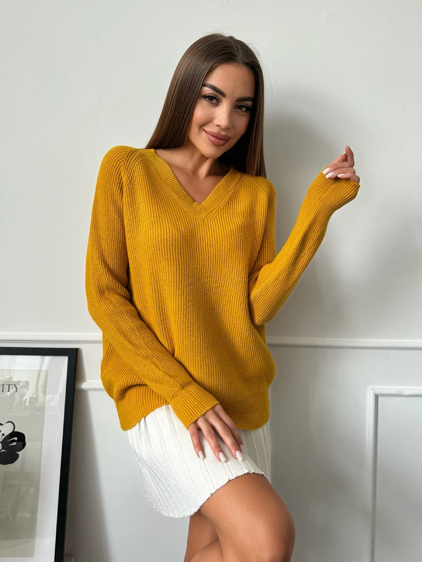 Свитры и кардиганы ISSA Plus модель WN20-664_горчичный Фото
