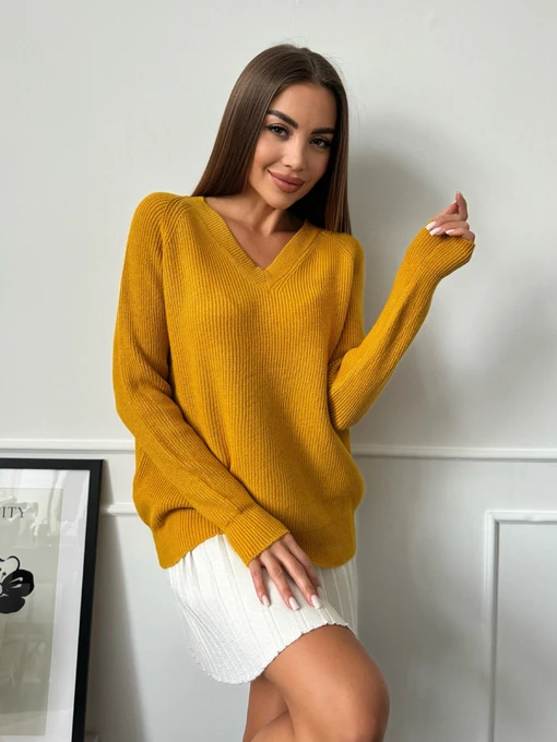 Свитры и кардиганы ISSA Plus модель WN20-664_горчичный Фото