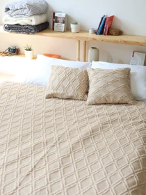 Бавовняне покривало плед Ромб колір Бежевий BedclozZzes модель 13873-2-1 Фото