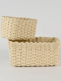 Корзина плетеная прямоугольная бежевая MBM HOME модель TH-34 BEIGE Фото