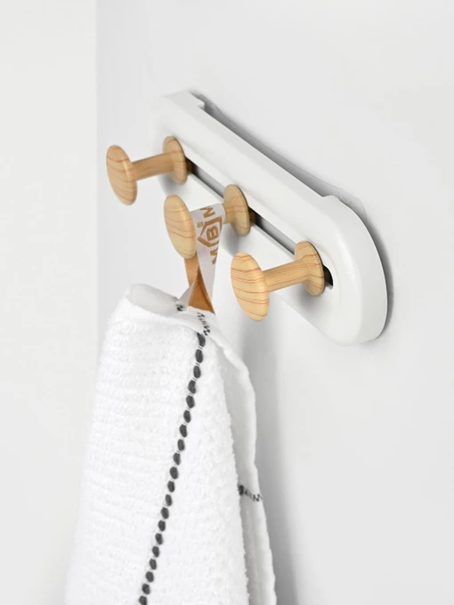 Вішалка на 3 гачки біла/дерево MBM HOME модель HP-01/3 WHITE/WOOD Фото