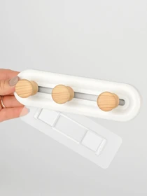 Вешалка на 3 крючка белая/дерево MBM HOME модель HP-01/3 WHITE/WOOD Фото