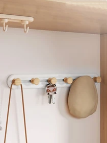 Вішалка на 6 гачків біла/дерево MBM HOME модель HP-01/6 WHITE/WOOD Фото