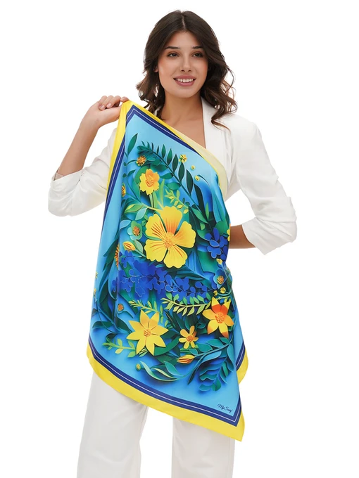 MyScarf Basic Хустка колір синьо-жовтий фото 3